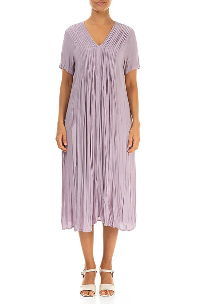 Romantic Lilac Crumpled Pure Silk Dress 1