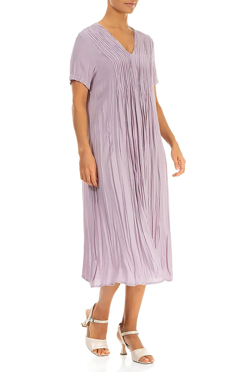 Romantic Lilac Crumpled Pure Silk Dress 3