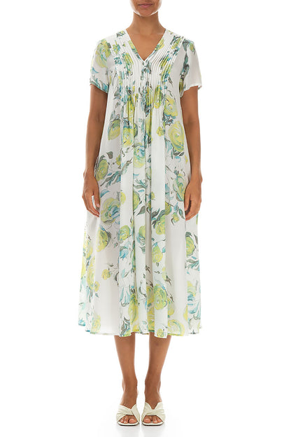 Romantic Lime Rose Silk Bamboo Dress 1
