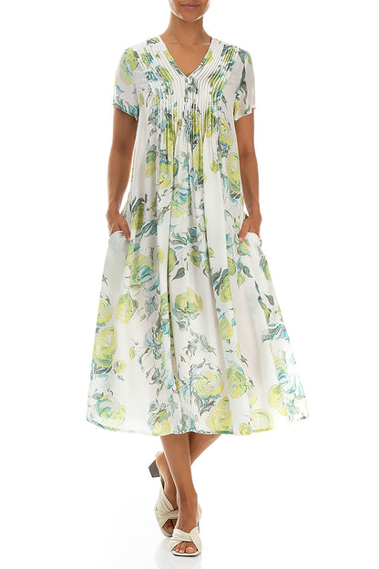 Romantic Lime Rose Silk Bamboo Dress 4