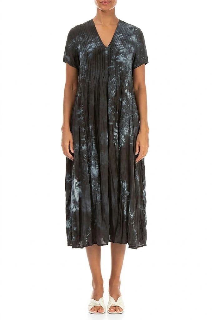 Romantic Liquid Charcoal Crumpled Silk Dress