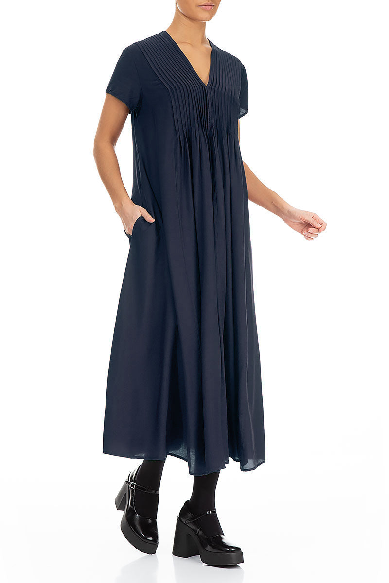 Romantic Midnight Blue Silk Bamboo Dress