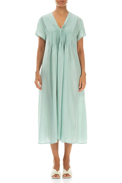 Romantic Mint Pure Silk Midi Dress 1