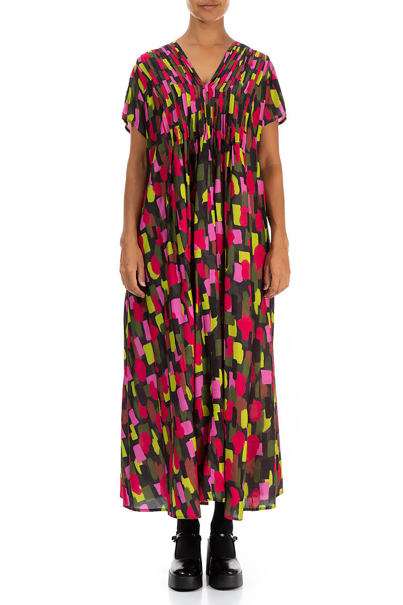 Romantic Paint Mosaic Silk Bamboo Dress 1