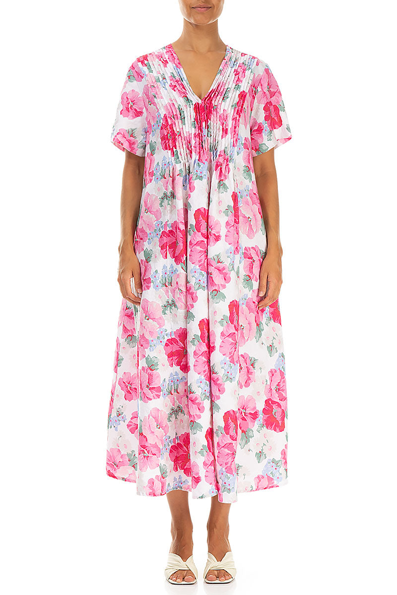 Romantic Peony Blossom Linen Dress 1