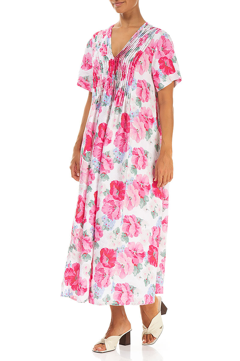 Romantic Peony Blossom Linen Dress 3