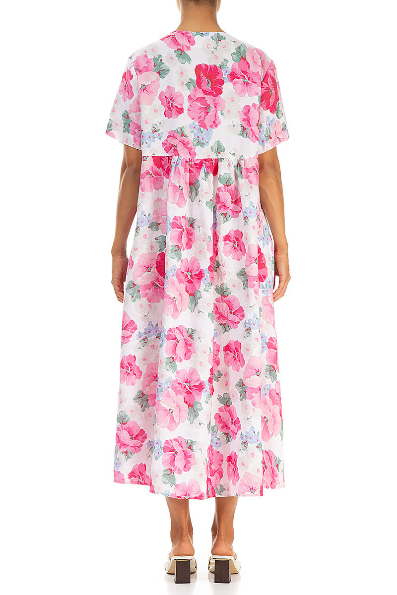 Romantic Peony Blossom Linen Dress 2