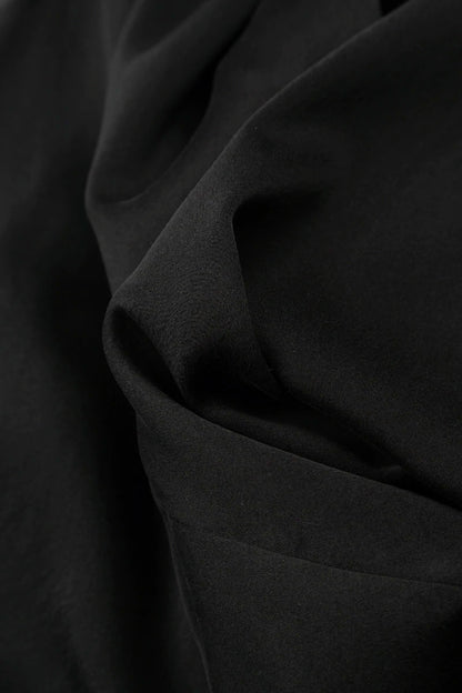 Robe romantique en soie et Bambou noirs, à plis piqués