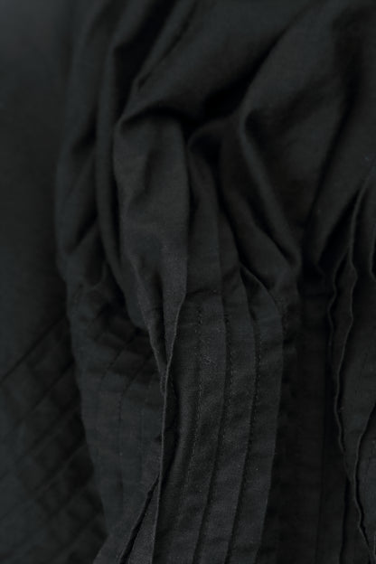 Robe romantique en soie et Bambou noirs, à plis piqués