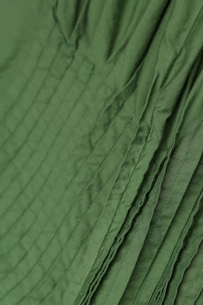 Robe romantique à plis nervurés en soie et Bambou vert trèfle