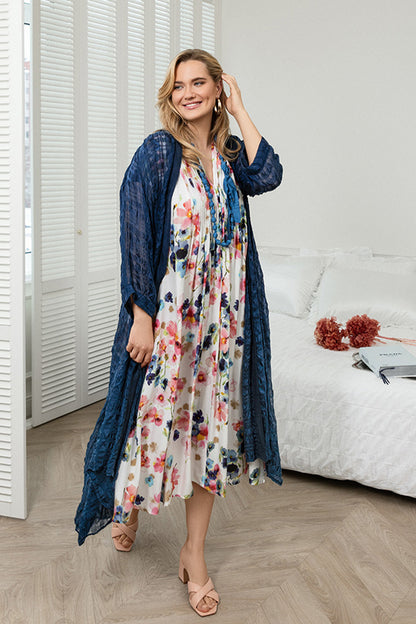 Romantic Primrose Silk Bamboo Midi Dress