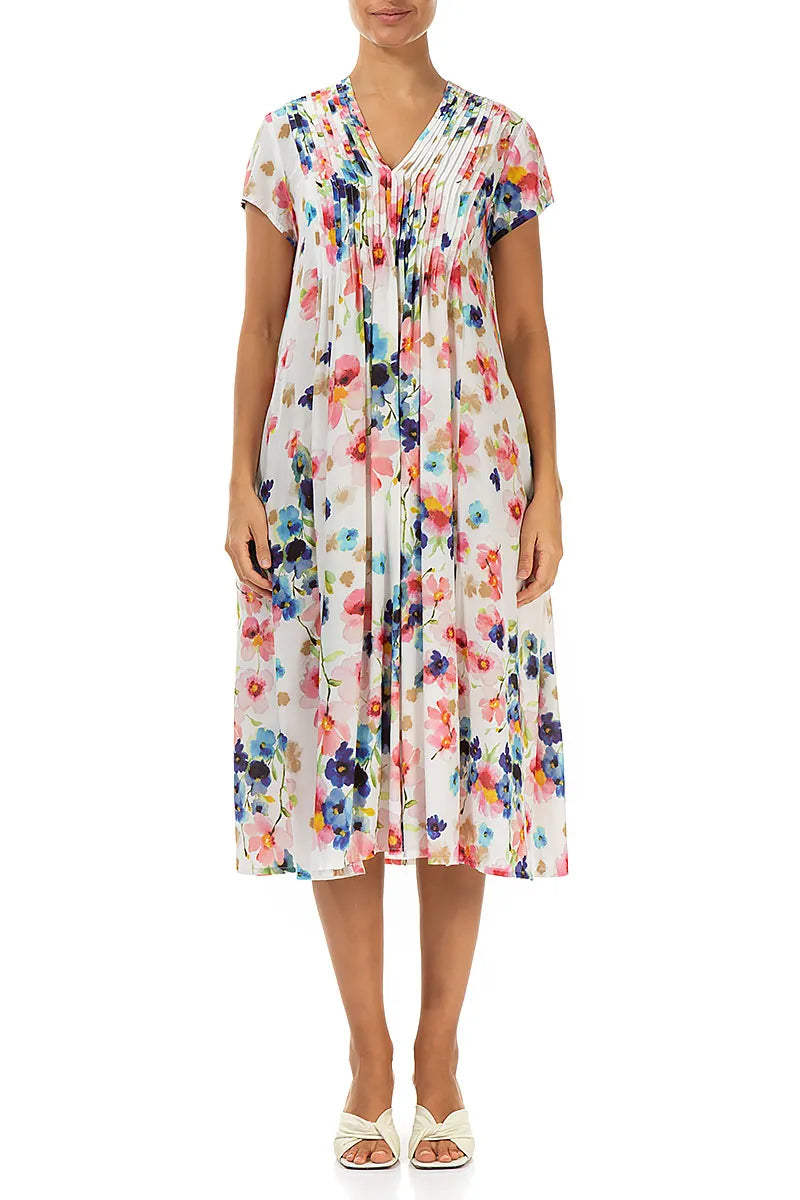 Robe midi romantique en soie et bambou couleur primevère