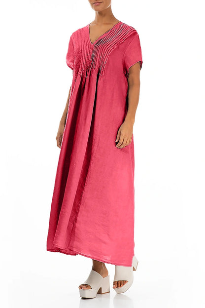 Romantic Raspberry Linen Dress 5