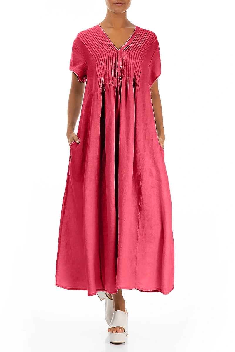 Romantic Raspberry Linen Dress 4