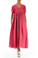 Romantic Raspberry Linen Dress 4