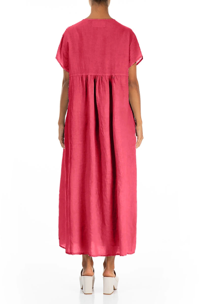 Romantic Raspberry Linen Dress 2