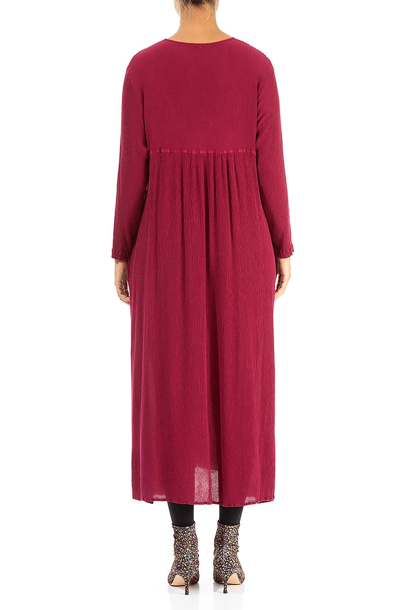 Romantic Ruby Silk Viscose Dress 2