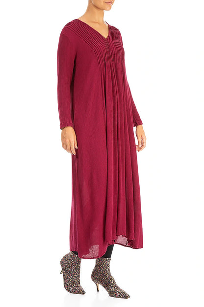 Romantic Ruby Silk Viscose Dress 3