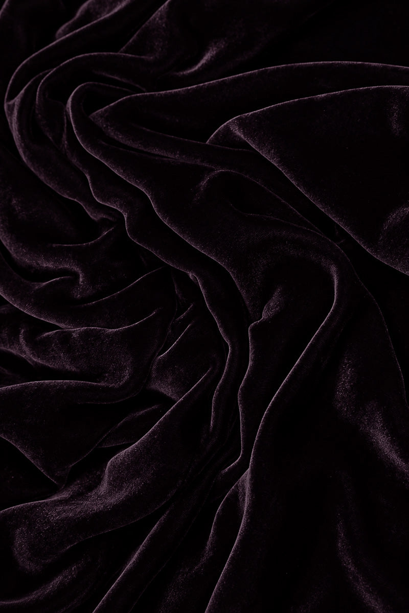 Romantic V-Neck Deep Plum Silk Velvet Dress 5