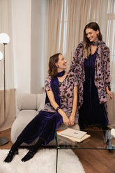 Romantic V-Neck Royal Purple Silk Velvet Dress 6