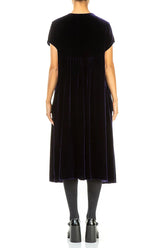 Romantic V-Neck Royal Purple Silk Velvet Dress 2