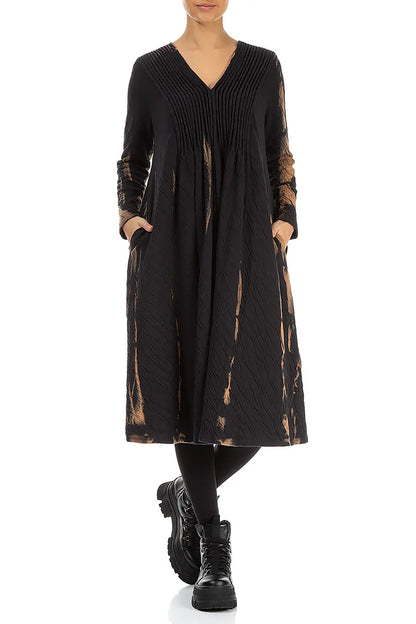 Romantic V-Neck Tie-Dye Wavy Cotton Dress 4