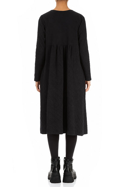 Romantisches Kleid aus Baumwolle mit V-Ausschnitt und Wellenstruktur