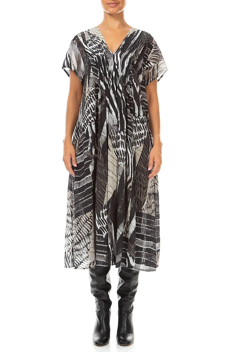 Romantic Wild Ink Textured Silk Midi Dress 1