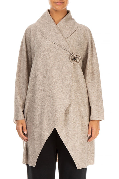 Rose Collar Beige Wool Jacket 1