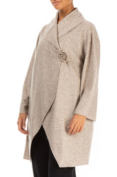 Rose Collar Beige Wool Jacket 3