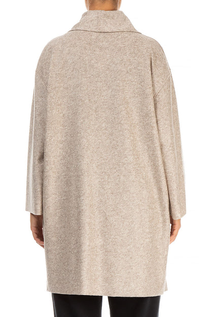 Rose Collar Beige Wool Jacket 2