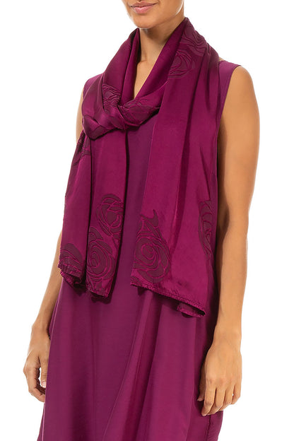 Roses Magenta Silk Scarf