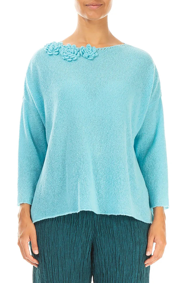 Rosette Aqua Wool Sweater 1