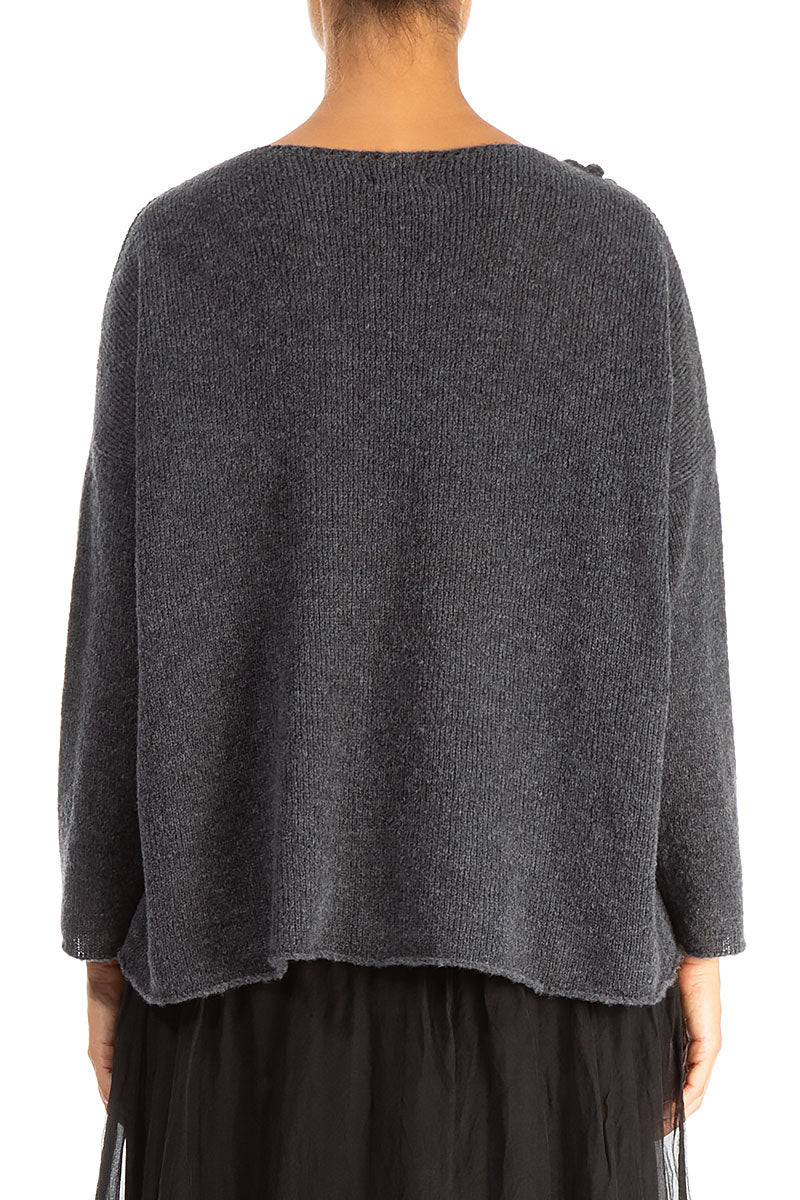 Rosette Dark Grey Wool Sweater