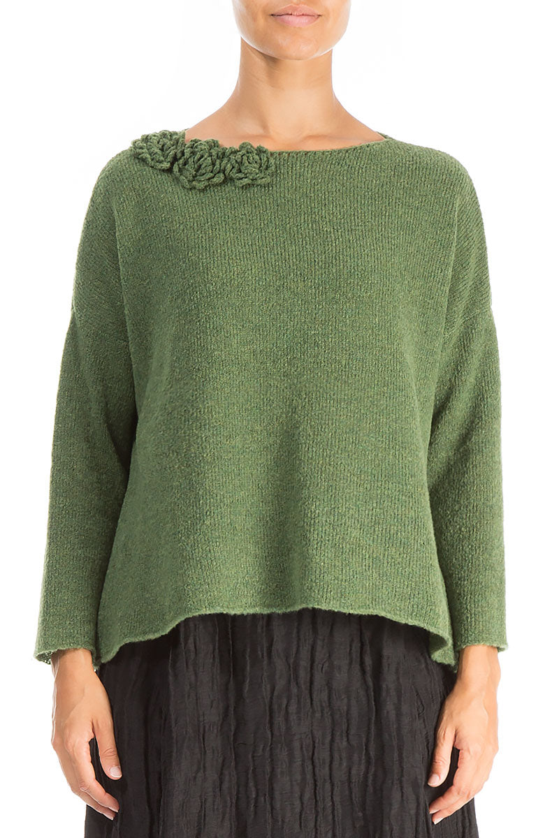 Rosette Dark Sage Wool Sweater