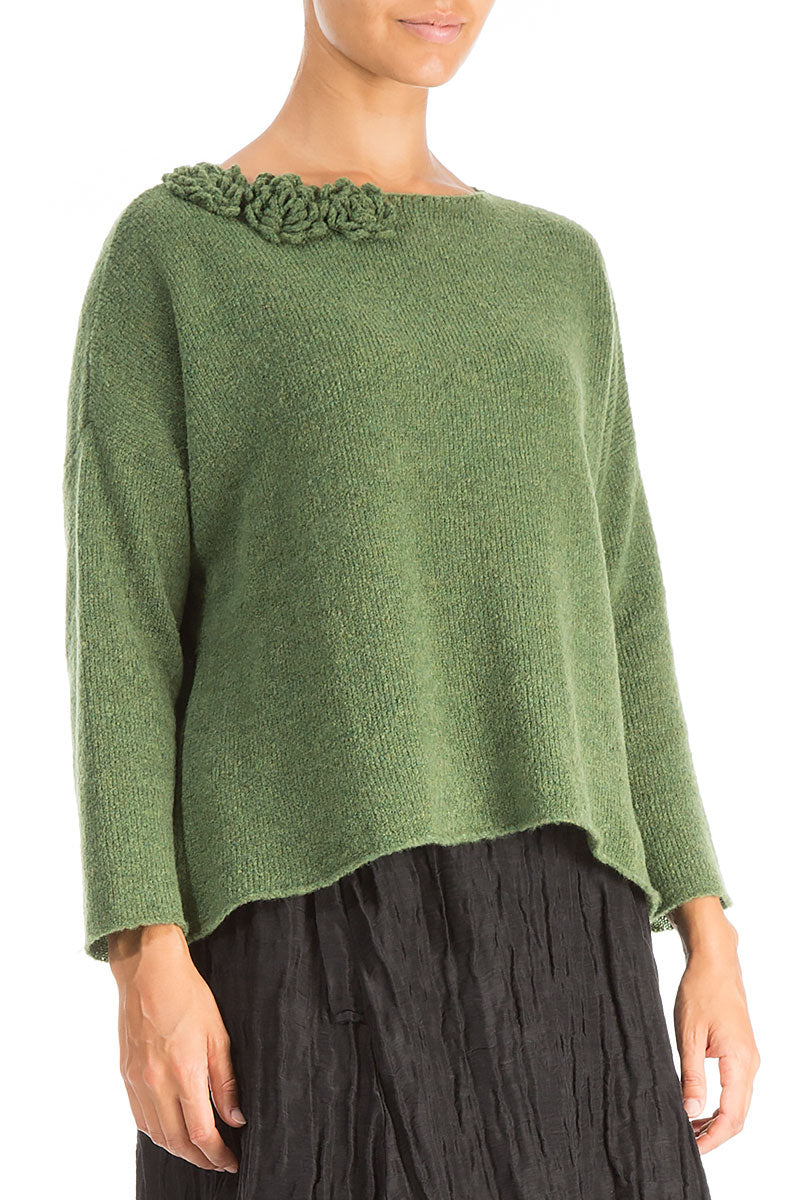 Rosette Dark Sage Wool Sweater