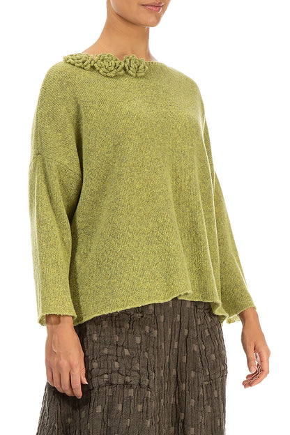 Rosette Golden Lime Wool Sweater