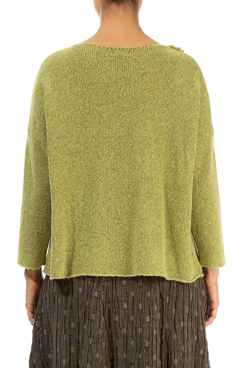 Rosette Golden Lime Wool Sweater