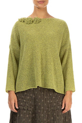 Rosette Golden Lime Wool Sweater 1