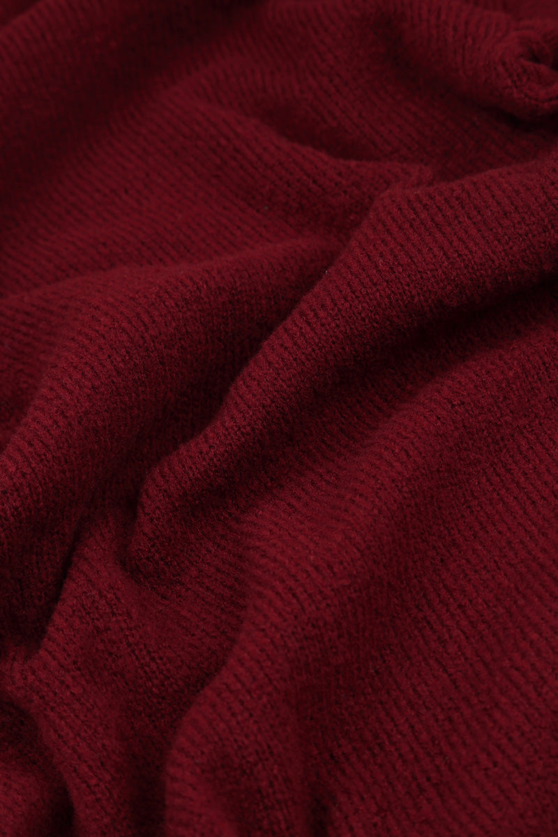 Rosette Maroon Wool Sweater