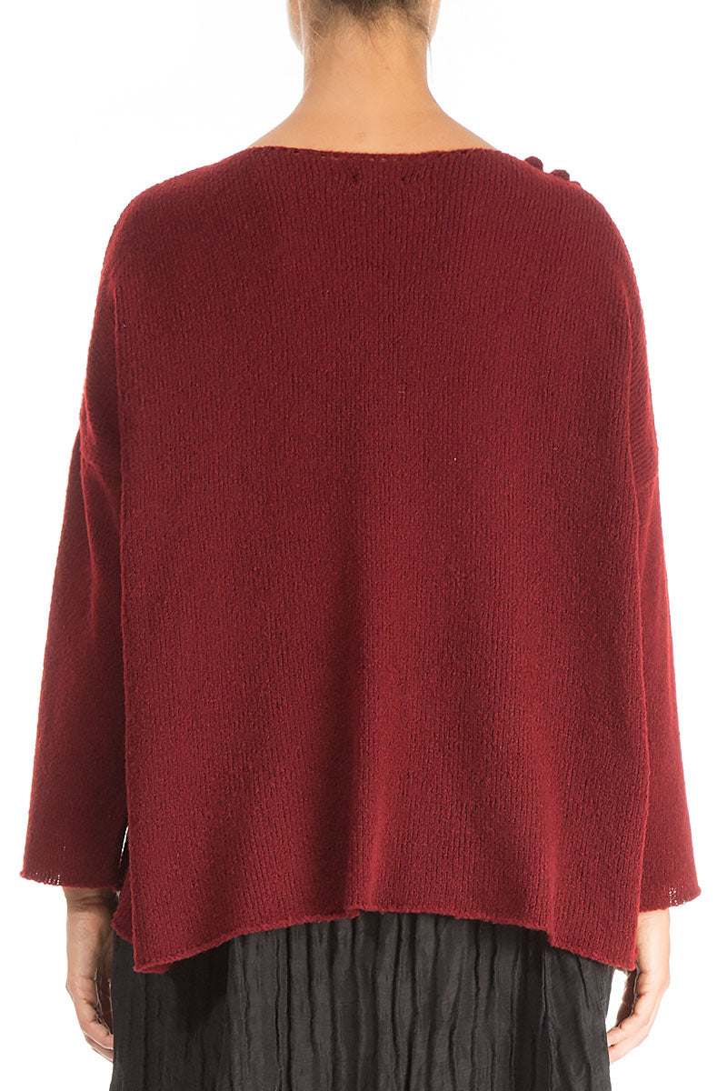 Rosette Maroon Wool Sweater