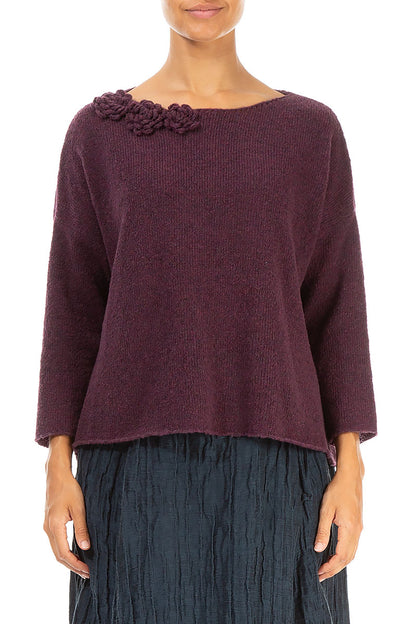 Rosette Mulberry Wool Sweater