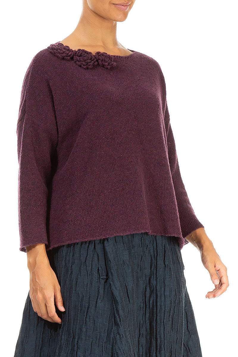 Rosette Mulberry Wool Sweater