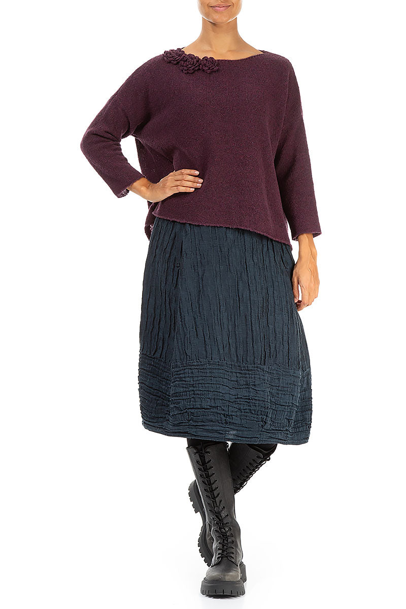 Rosette Mulberry Wool Sweater