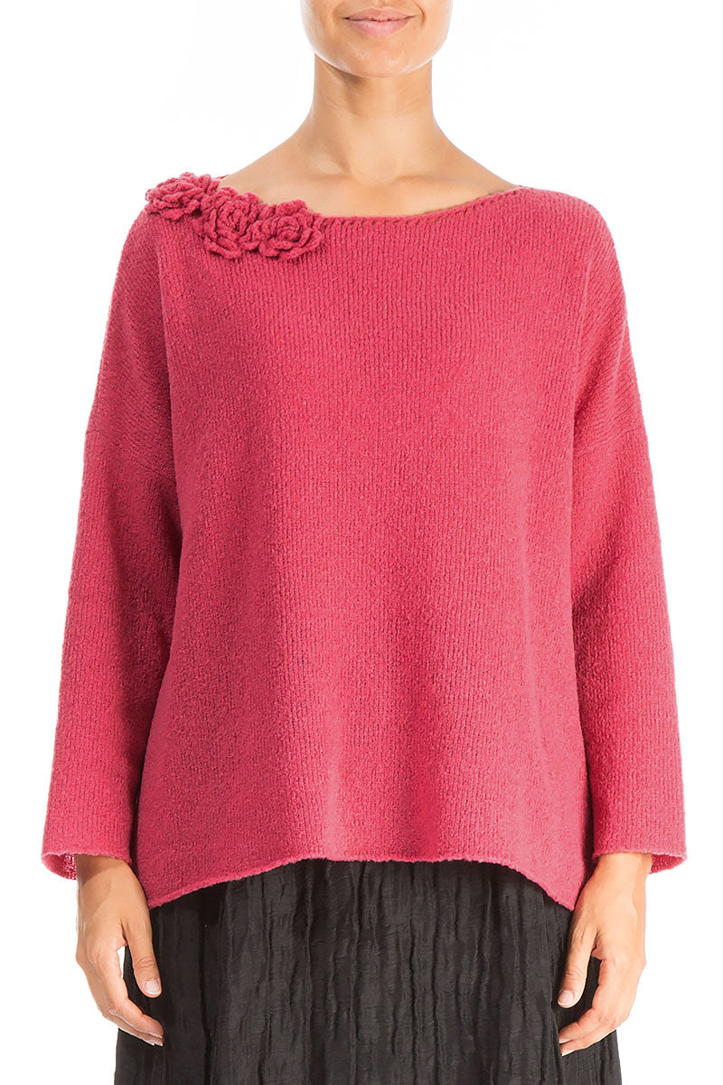 Rosette Pink Punch Wool Sweater