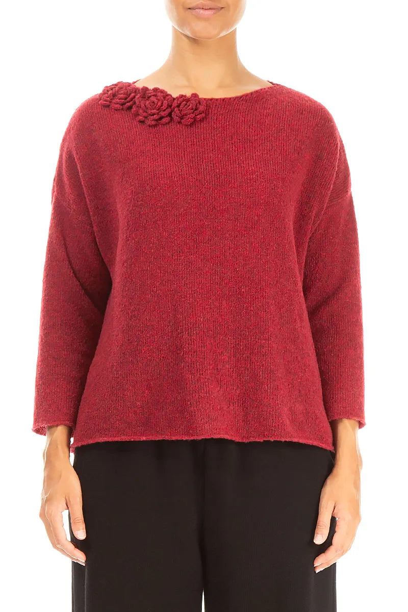 Rosette Ruby Red Wool Sweater 1