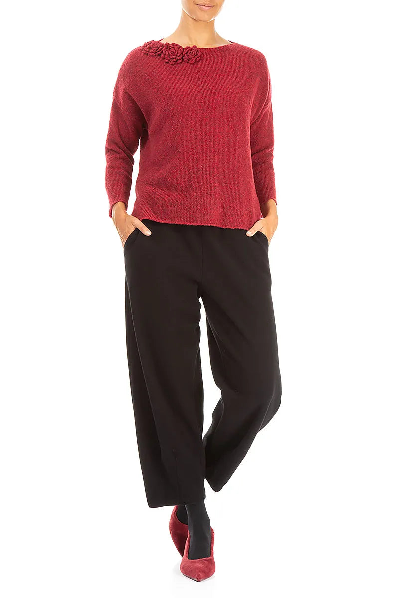 Rosette Ruby Red Wool Sweater 4