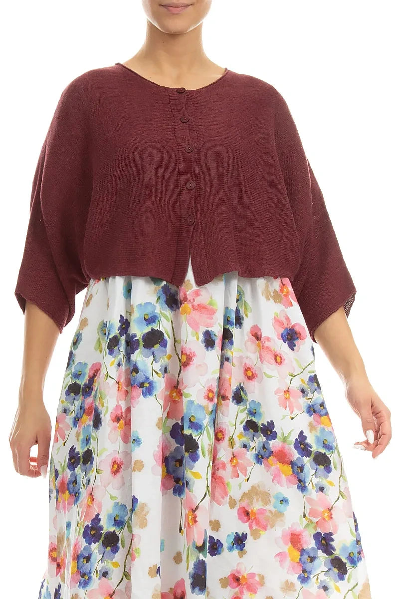 Rounded Antique Ruby Linen Cardigan 3