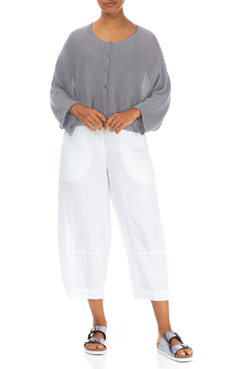 Gilet arrondi en lin gris