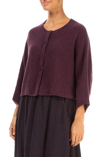 Rounded Mulberry Wool Cardigan